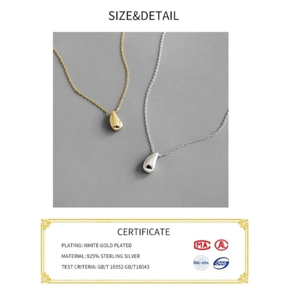 NEW Teardrop‎ Pendant Necklace Gold Plated Sterling Silver Minimalist Jewelry - Image 4