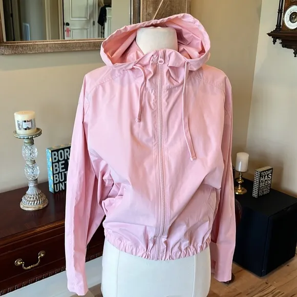 Scuba Neck Windbreaker Hooded Zip Pastel Pink Size undefined - Image 2