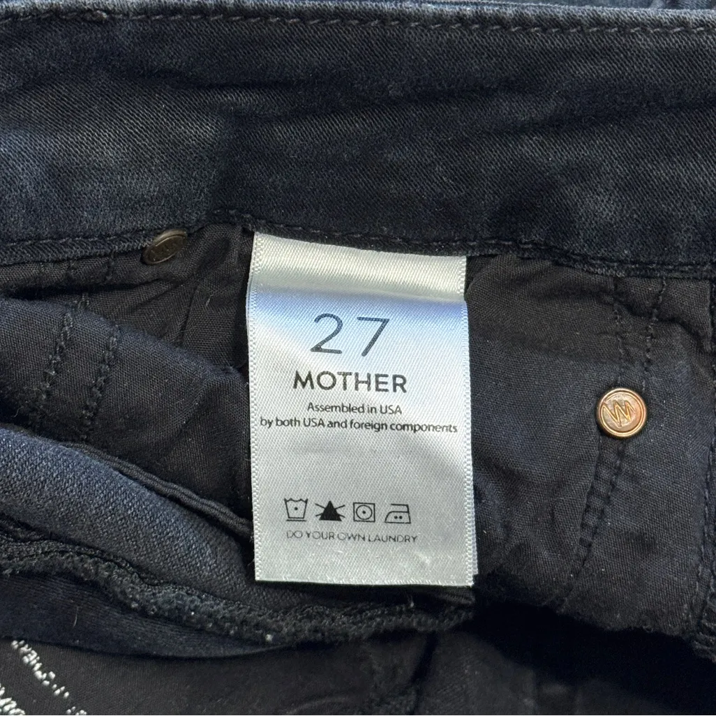 MOTHER High Waisted Ankle Fray in Blackbird Size 27 Black Jeans - Image 9