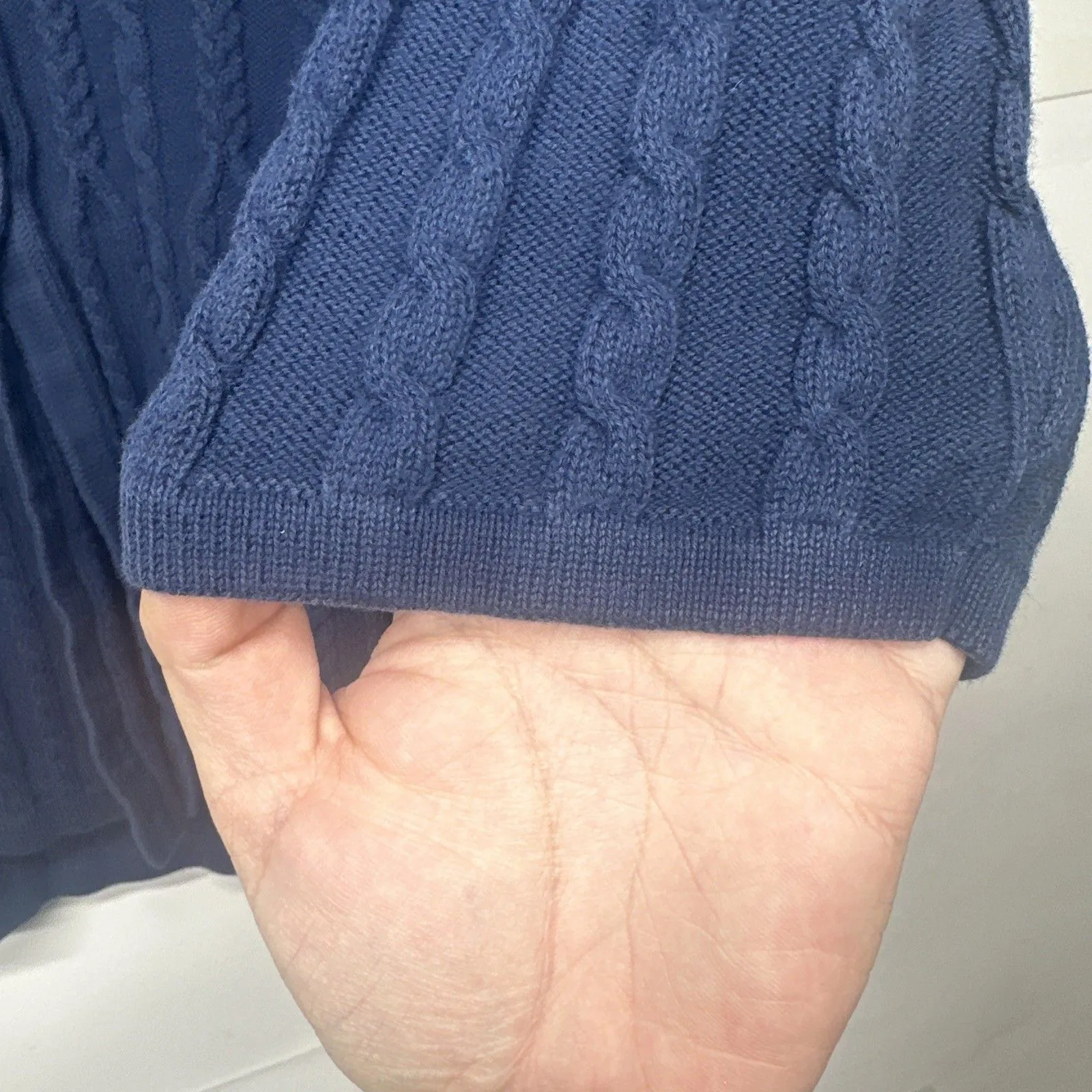 Laura Scott Petite Large Blue Cable Knit Button Front Cardigan Sweater - Image 12