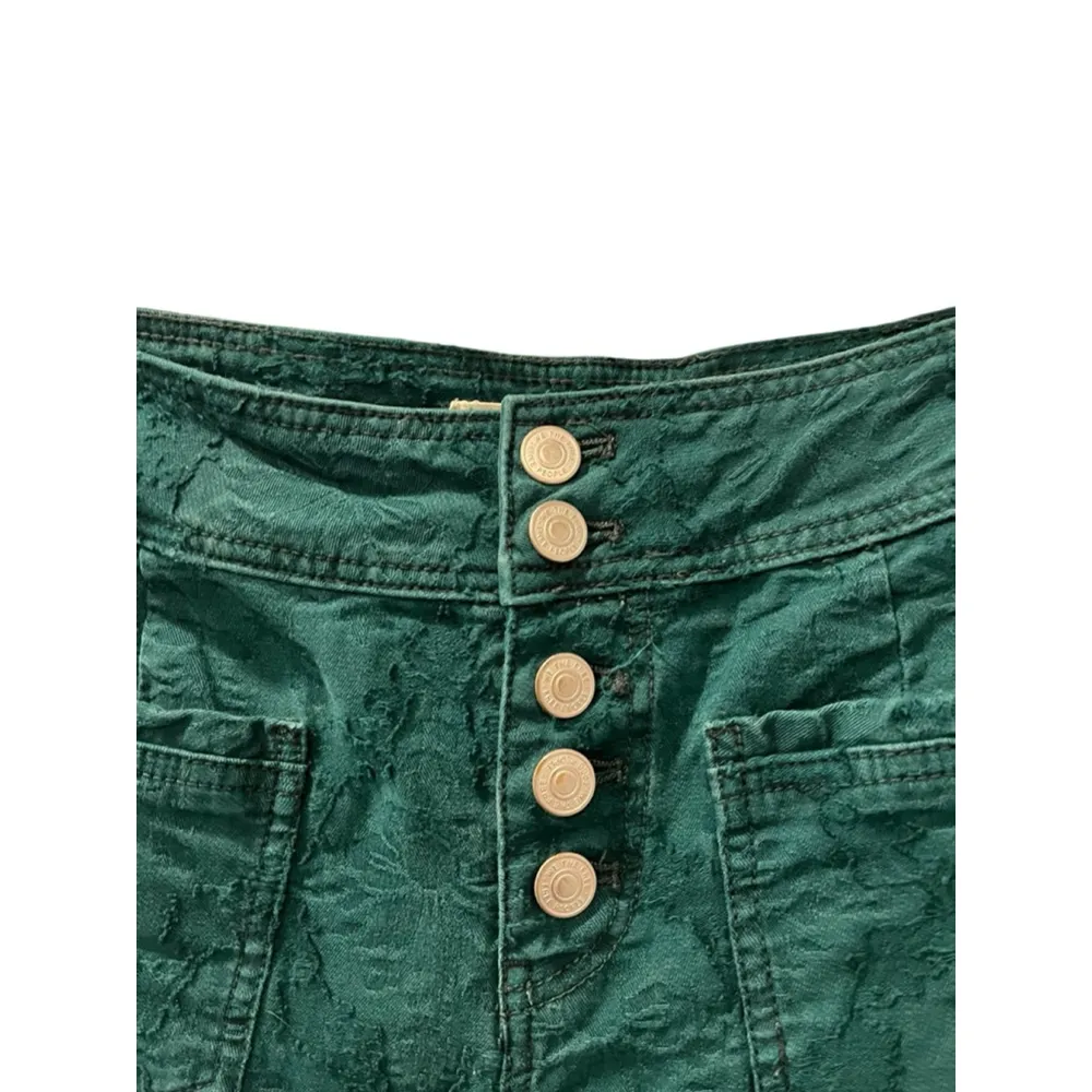 We The Free People Liv Crop Flare Textured Denim Jeans Size 26 Green Embossed - Image 3