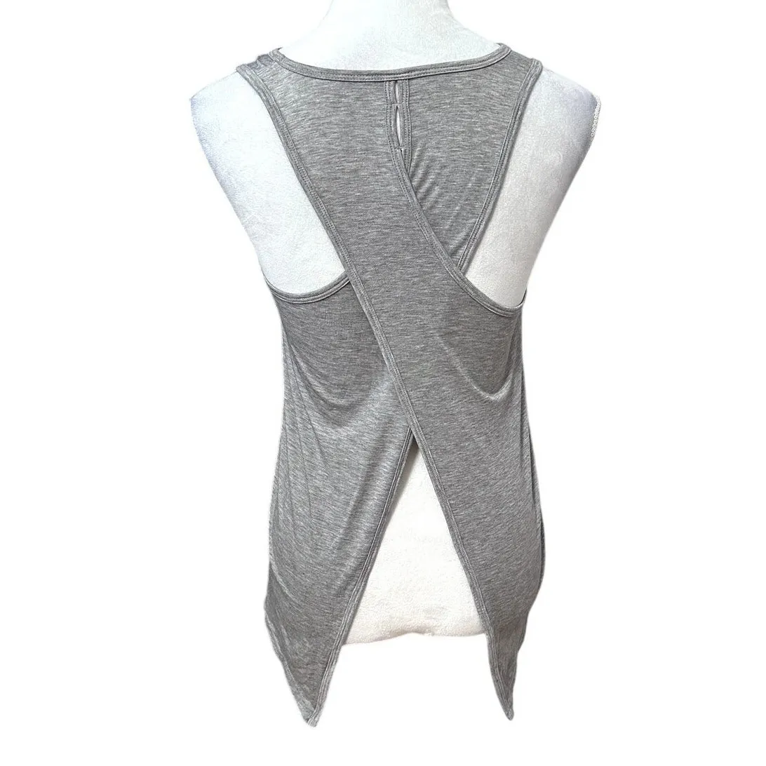 Athleta Tank Top Scoop Neck Wrap Keyhole Back Design Sleeveless Heather Gray XXS - Image 4