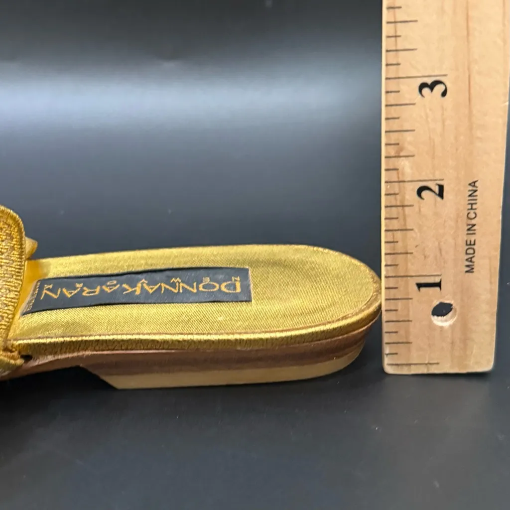 Vintage DKNY Donna Karan NY Black Label Metallic Gold Strappy Flat Sandals 8.5 - Image 10