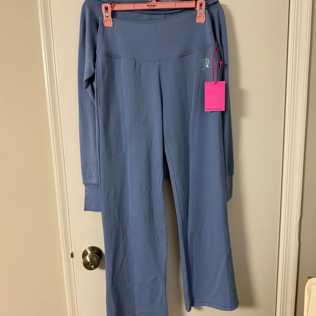 Juicy couture sport blue sweatshirt & flare leggings Y2K set loungewear small - Image 5