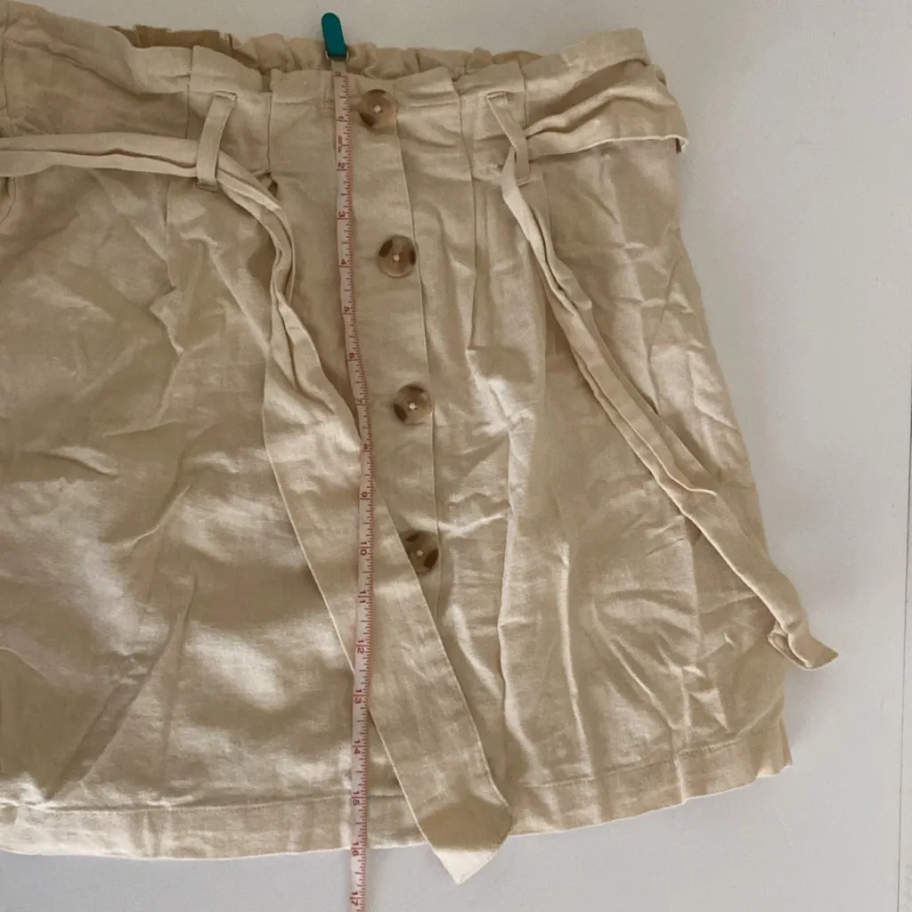 Women’s Falls Creek Skirt linen small Beige Button-Front paper bag tie waist - Image 8