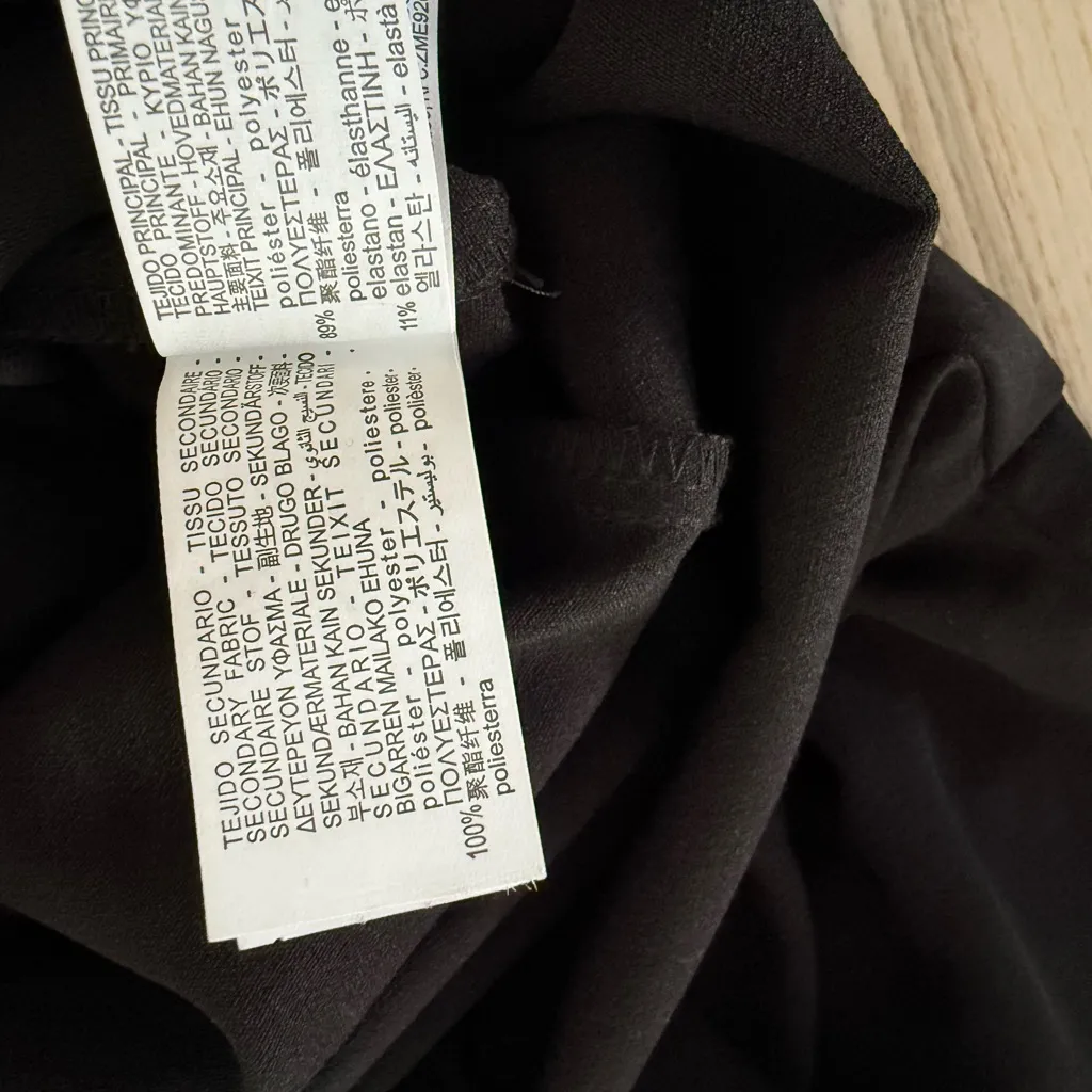 Zara Black Textured Ruffled Pleated Jumpsuit Wide Leg Tie Waist Sleeveless L - Image 10