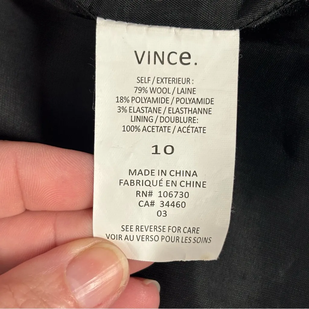 Vince Womans Wool Blend Boucle Moto Style Zip Accents Blazer Jacket SZ 10 Black - Image 7