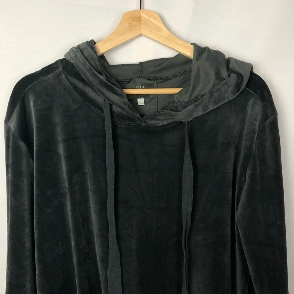 Boutique LaJu Los Angeles Gray Velour Track Suit Pullover Hoodie S - Image 3