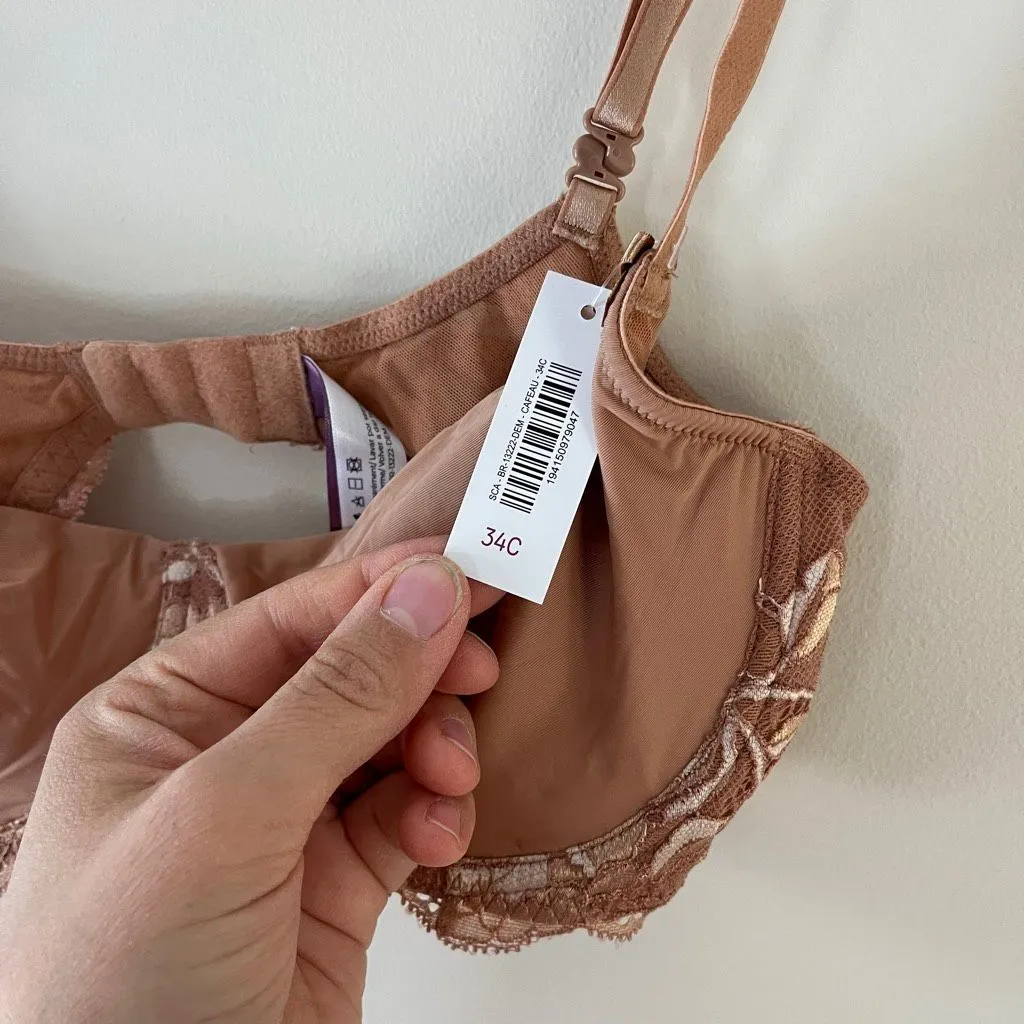 Adore Me Cafeau Demi Bra 34C NWT Lace Lightly Lined Nude Taupe - Image 4