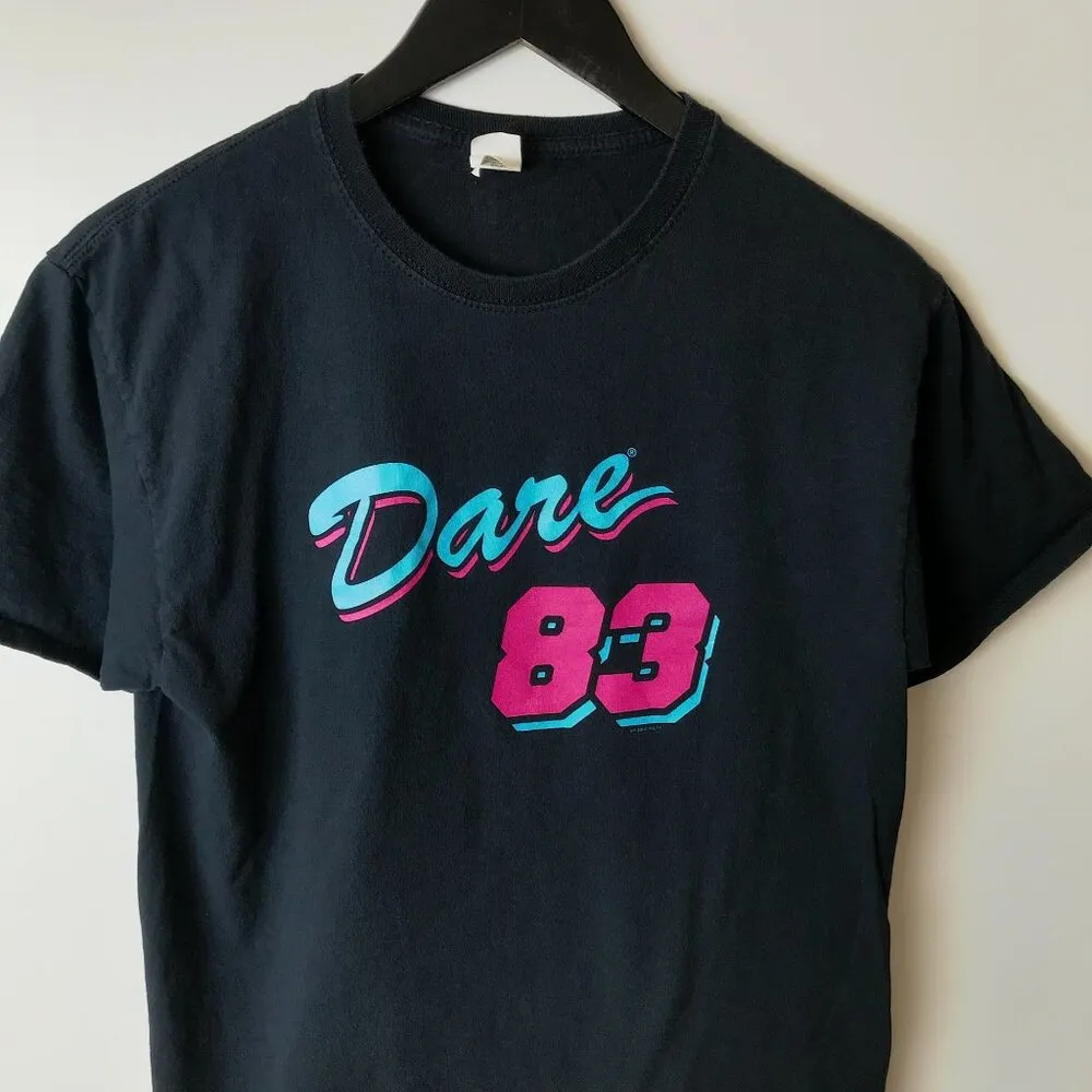 DARE 83 Neon Graphic Tee Black Medium M 100% Cotton Bold Colors Casual Retro - Image 10