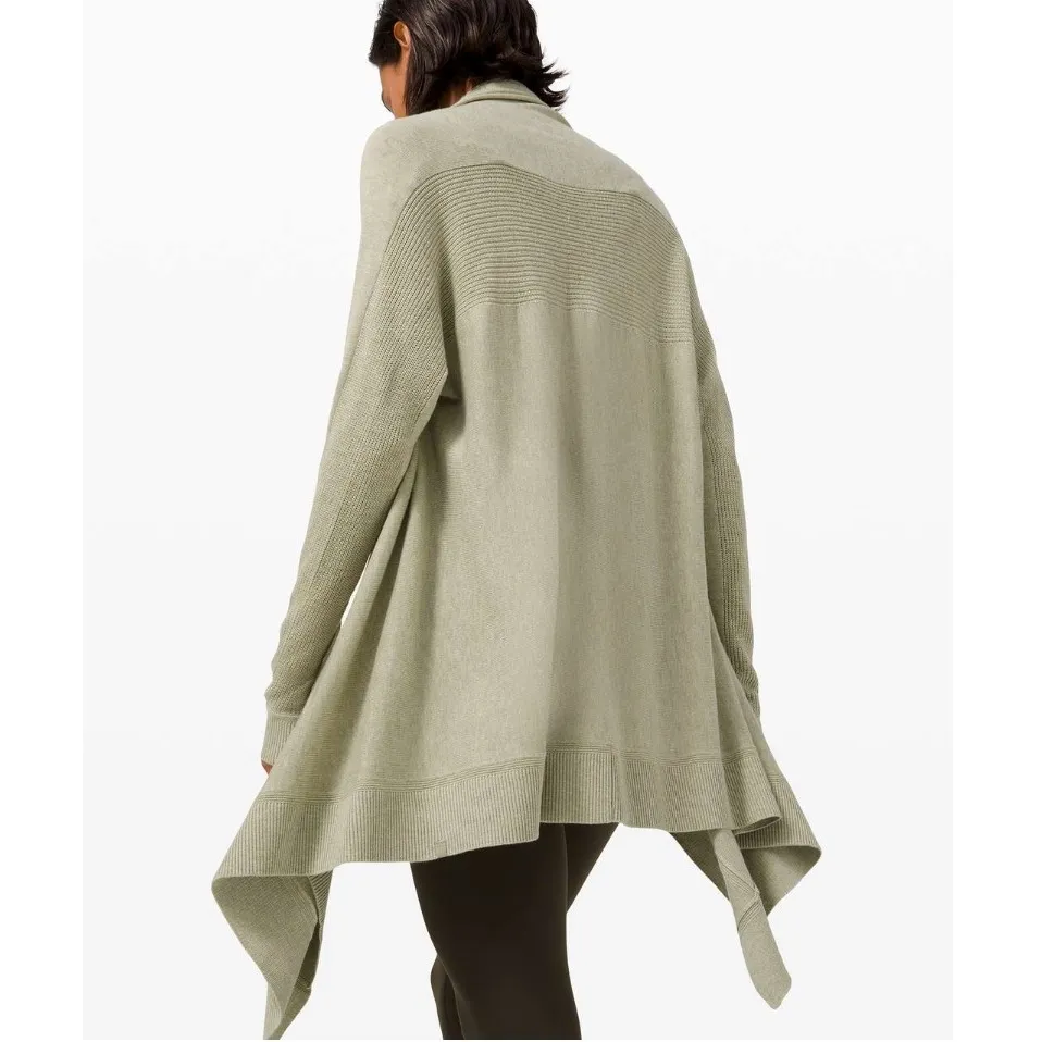Lululemon Cashlu Knit Wrap Heathered Rosemary Green Duster Cashmere Women's L/XL - Image 2