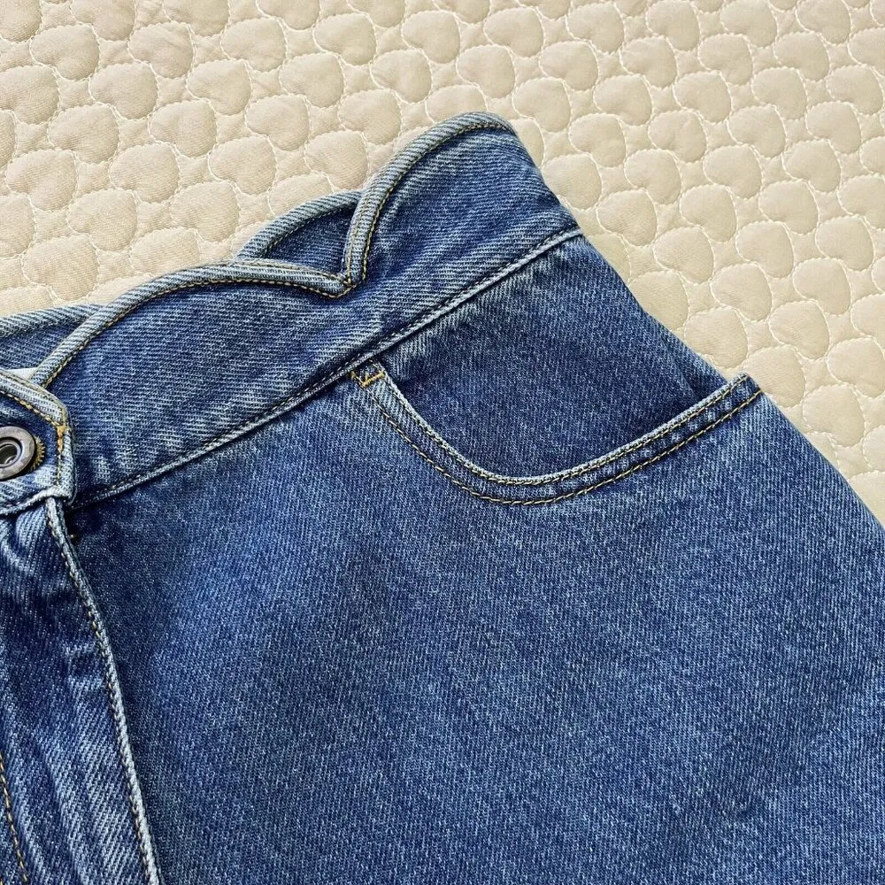 NWOT $890 VALENTINO GARAVANI Scalloped Denim Shorts Blue Size 28 High Waist - Image 7