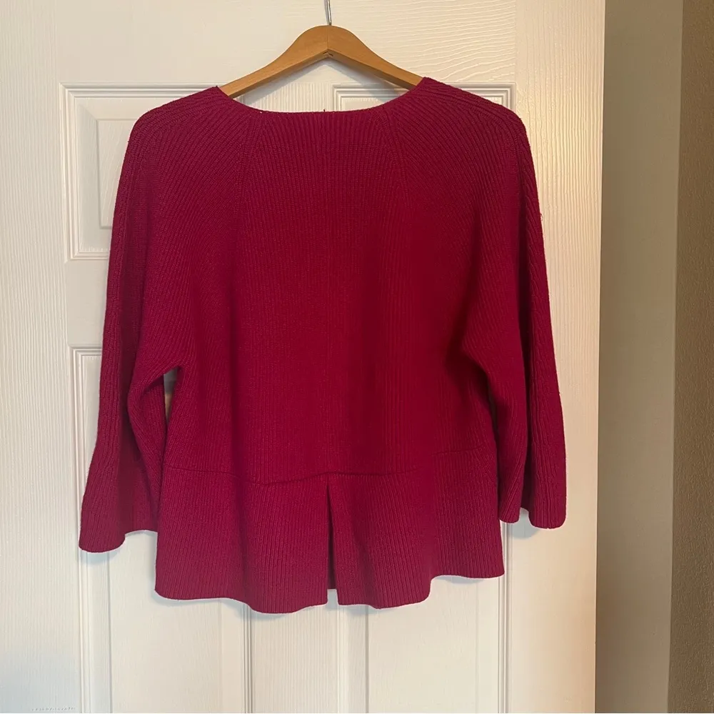 Jones New York Collection Cardigan Sweater Size Large Fuchsia Cable Knit D12 - Image 2