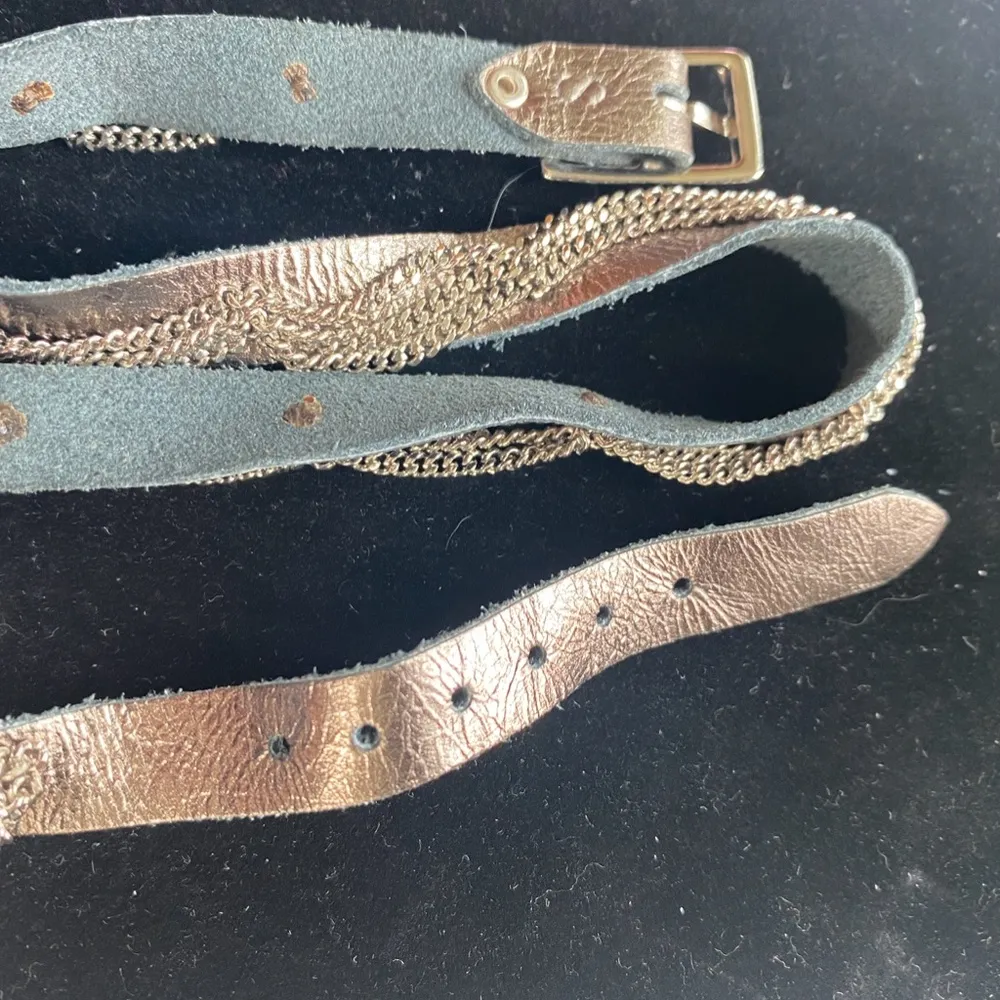 Pewter leather chain wraparound bracelet buckle - Image 4