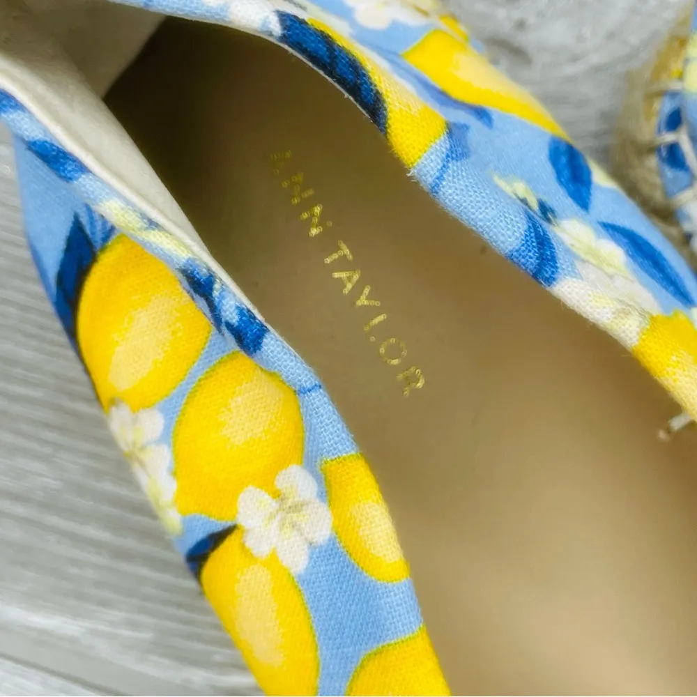 Ann Taylor Lemon Linen Blend Espadrilles shoes jute detail size 7 flats tropical - Image 5