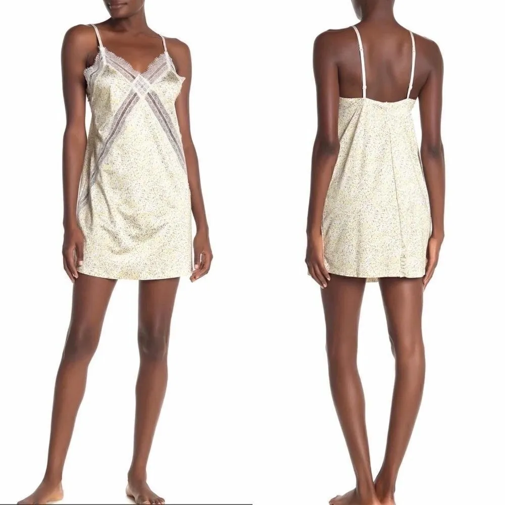 Jason Wu Lace Trim Satin Chemise Slip Negligé Lingerie, Yelllow,‎ Medium, NWT - Image 2