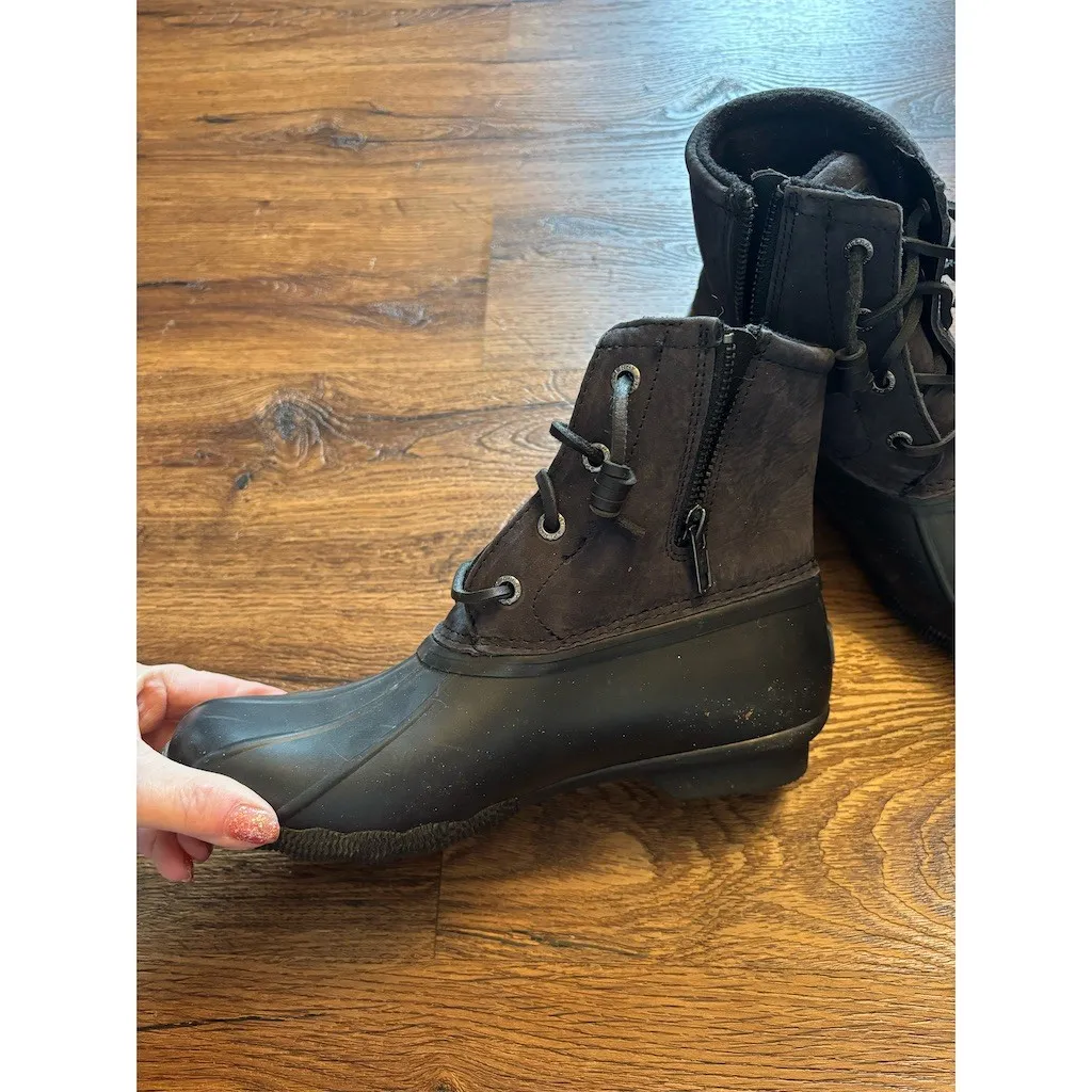 Sperry Saltwater Duck Boots Womens Size 6.5 Black Waterproof Lace-Up Ankle - Image 12