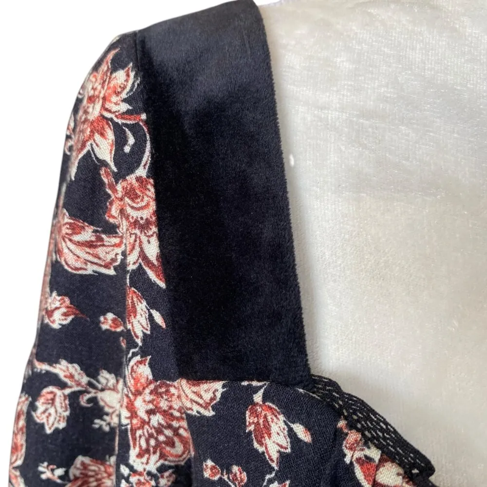 women's size medium black floral long sleeve knee length flare dress - Image 6