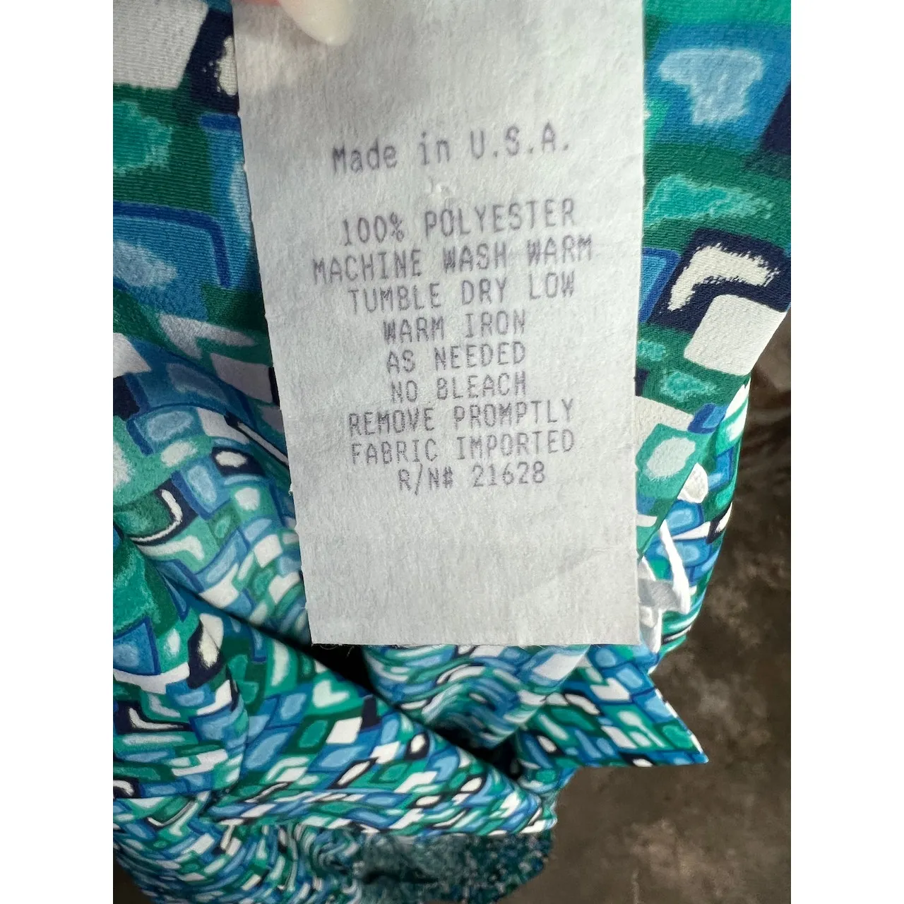 shirt dress geometric matching belt green blue white Size 12 - Image 11