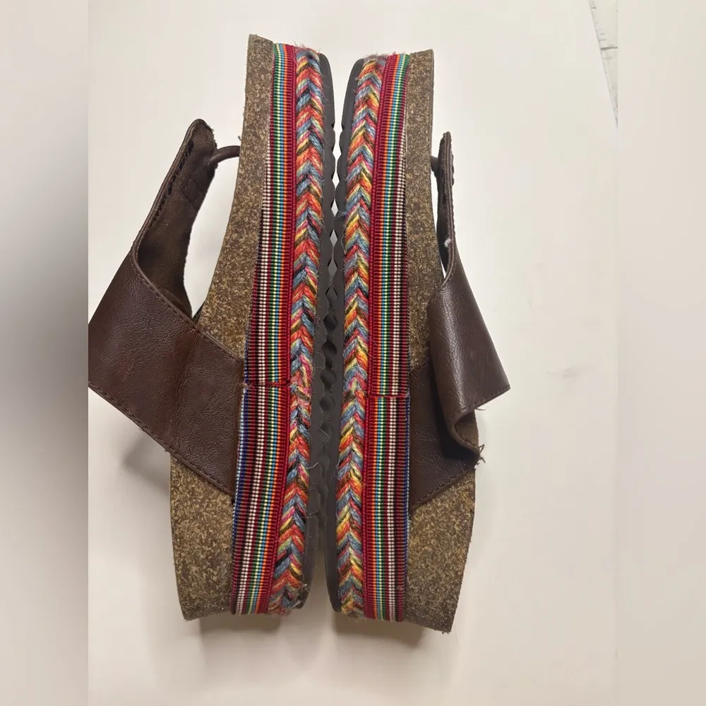 Espadrille Cork Platform Sandals Size 8 Brown Multi color Thong Flip Flop Y2K - Image 4