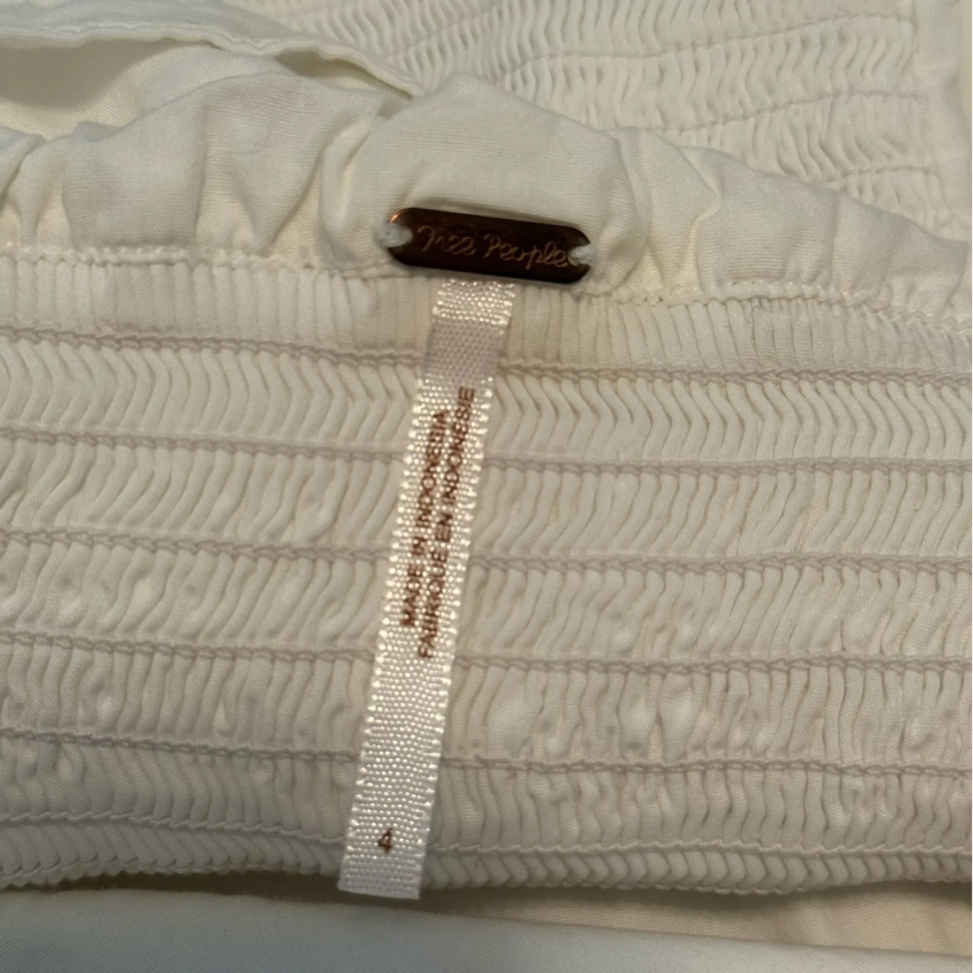 Free People One Shoulder White Bell Sleeve Crop Top - Image 4