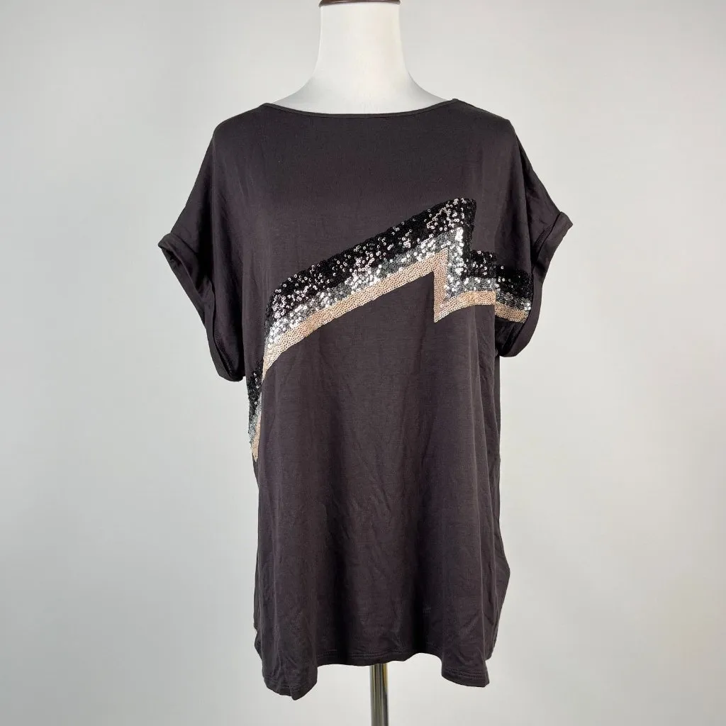 NWOT Mint Velvet Grey Sequins Top Short - Image 2