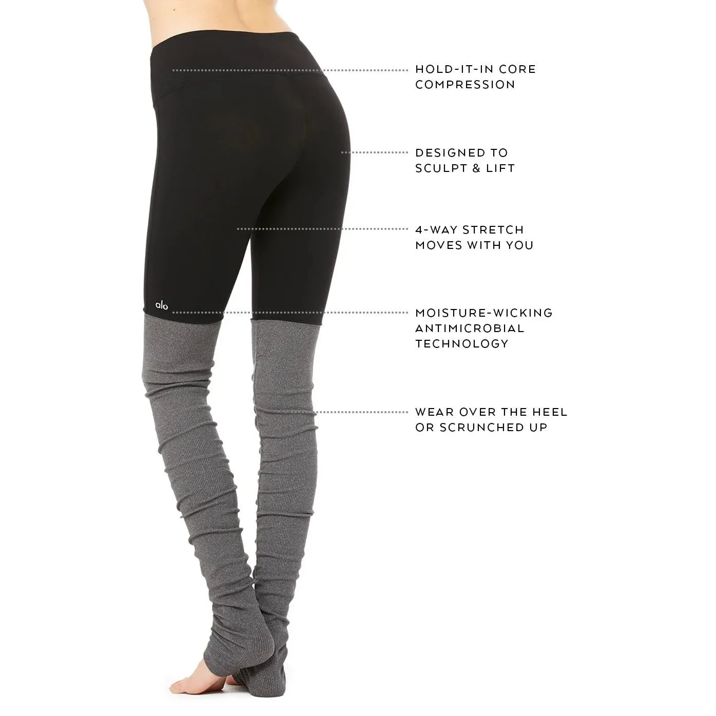 Alo Yoga Goddess Ribbed‎ Leggings Black Marble Print Athleisure Size XS - Image 3