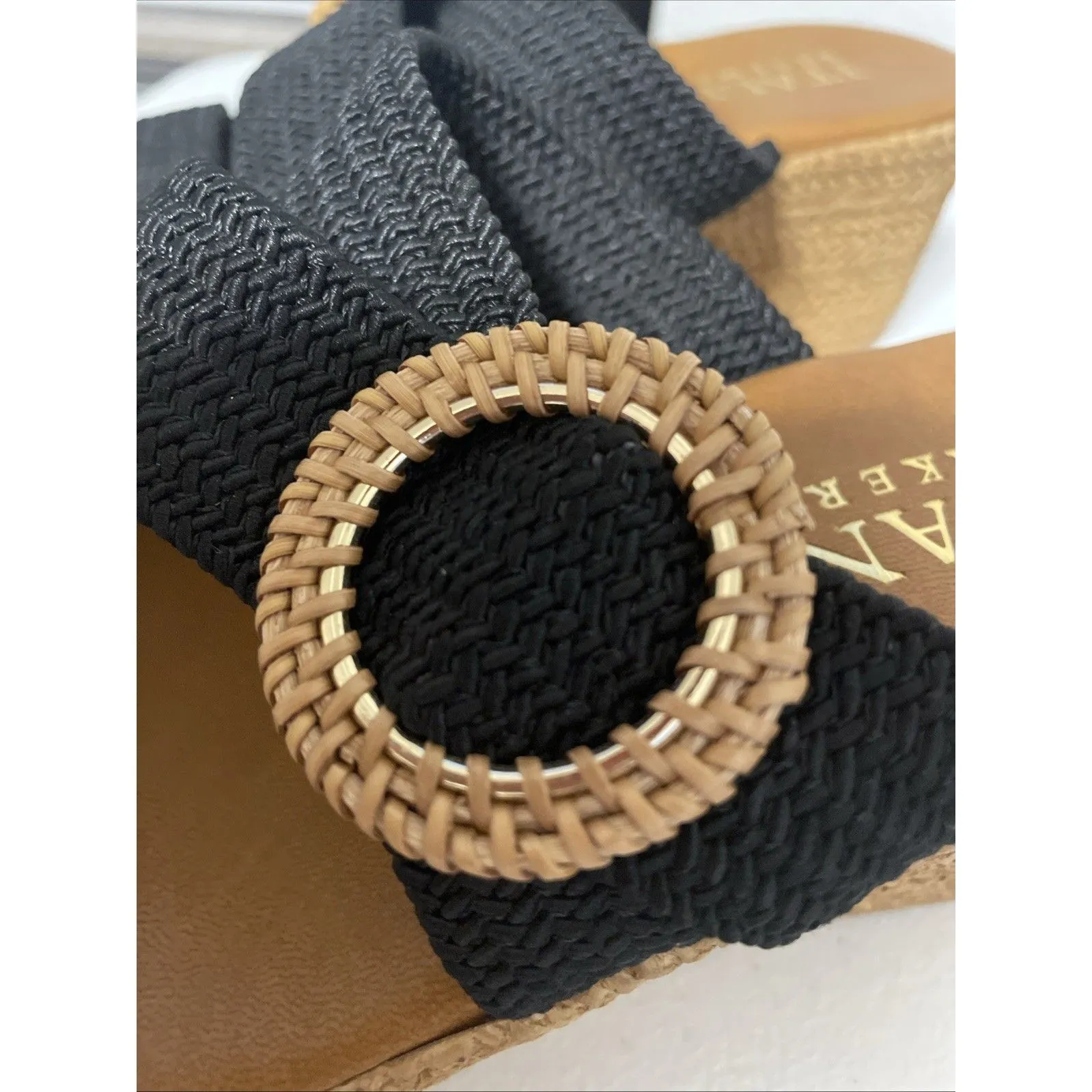 Italian Shoemakers Wedge Sandals Blue Strap Size 7 M Made in Italy - Image 15