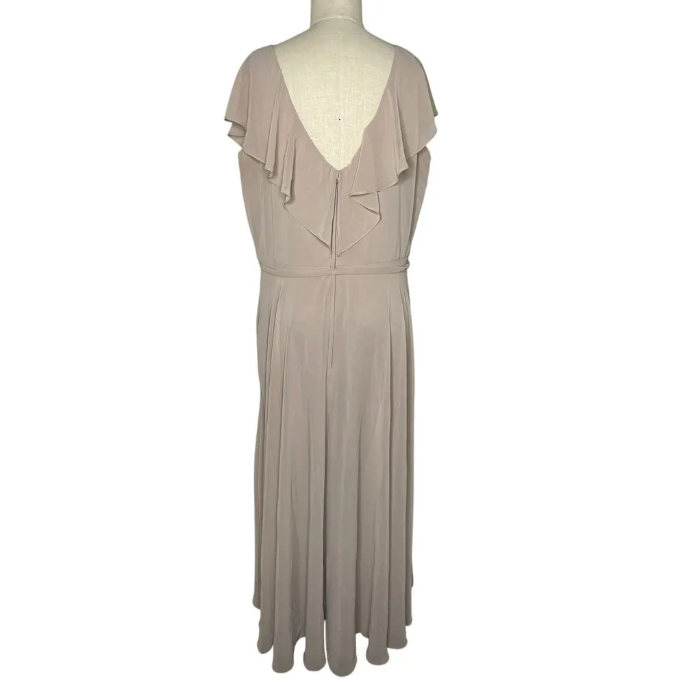 Morilee by Madeline Gardner Latte Taupe Long Gown Chiffon Dress Plus size Tan Size 10 - Image 8