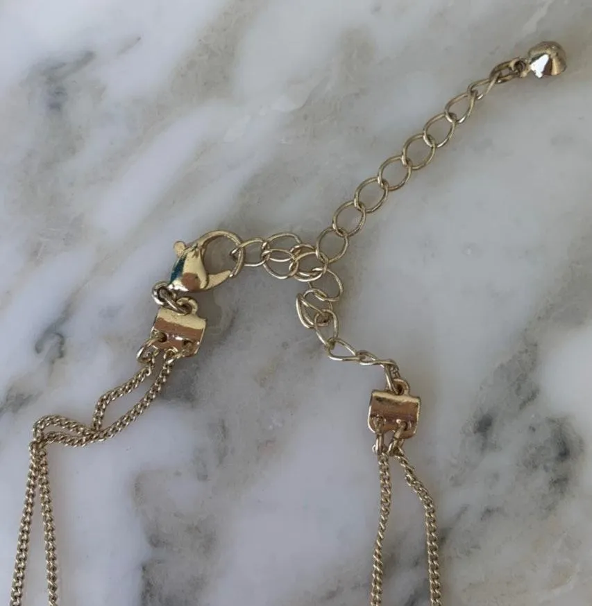 Gold Rhinestone Double Layered Necklace - Image 3