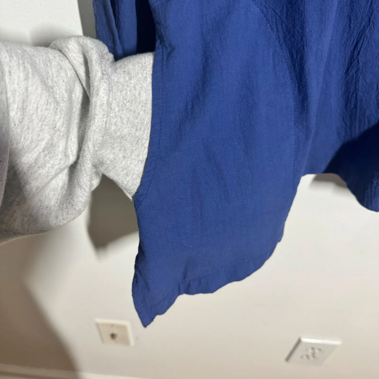 Hot Cotton Top Women XL Blue Lagenlook Pocket 3/4 Sleeve Minimal Modest Coastal - Image 7