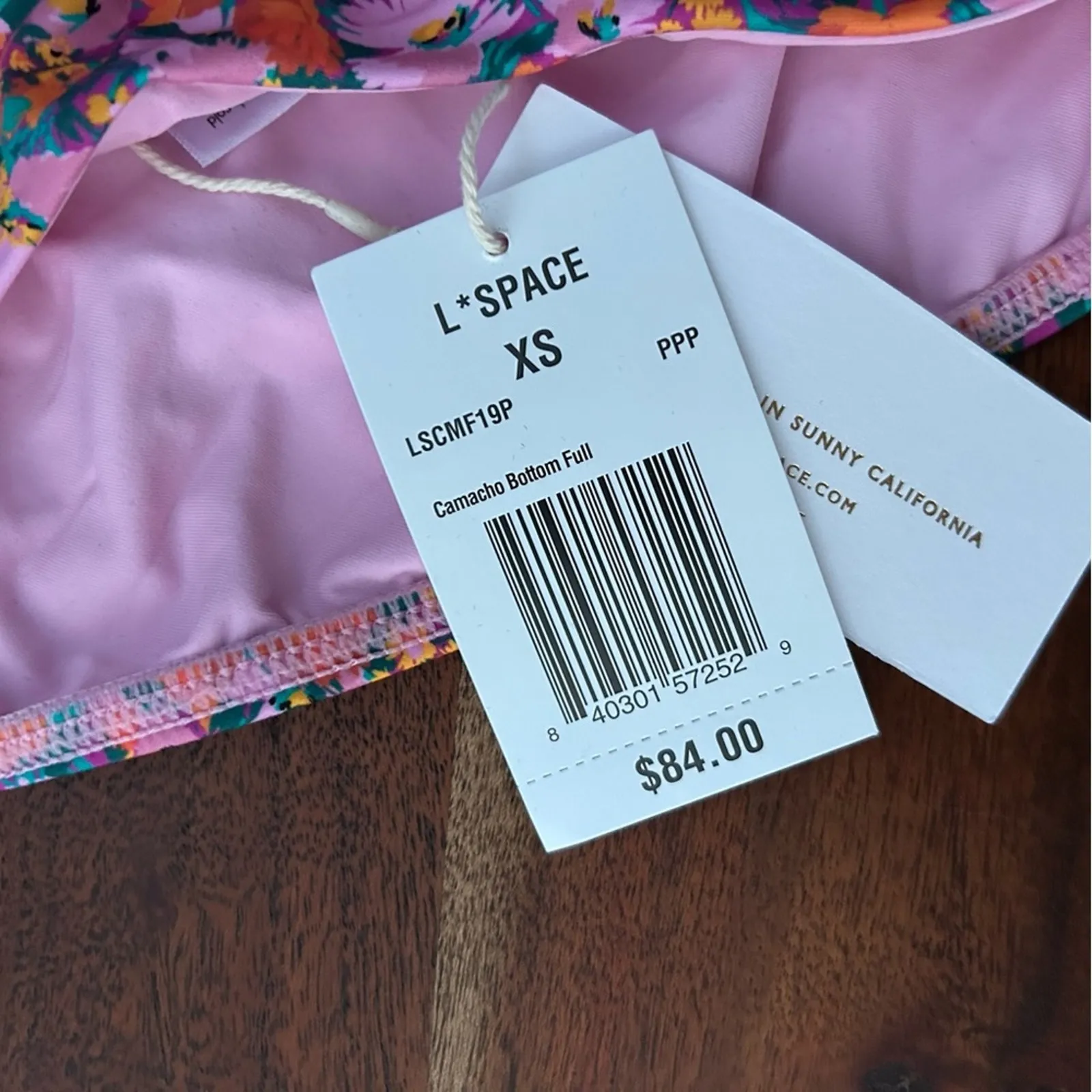 L*Space Camacho Bikini Bottom Swim Floral Pink Positively Poppies NWT Size XS‎ - Image 2