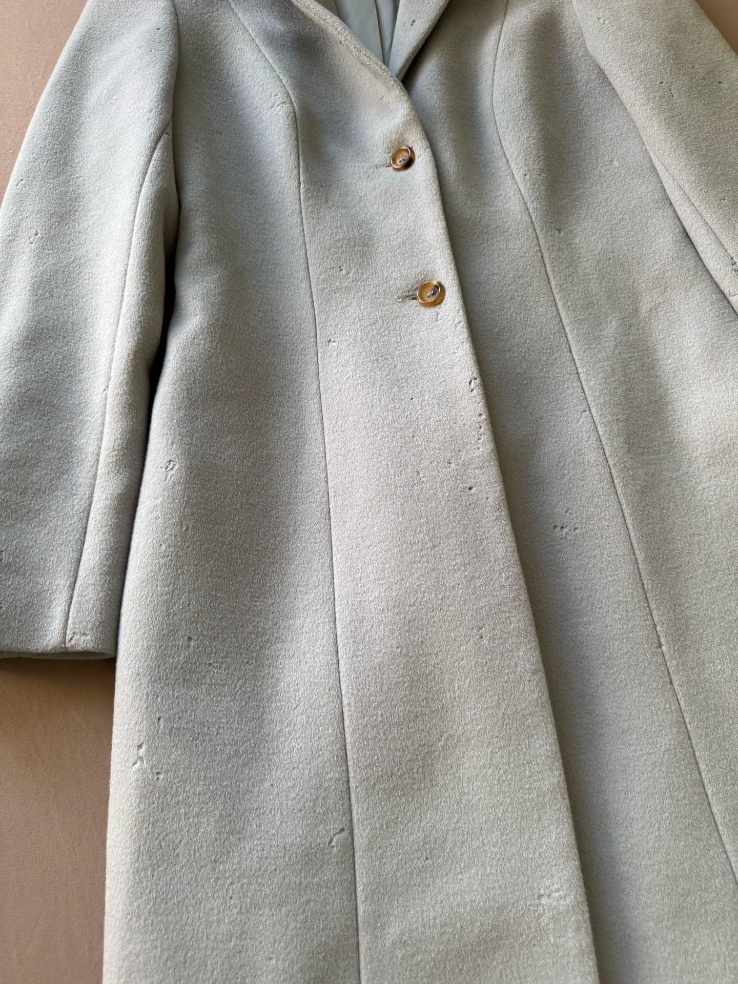 Vintage Anna Molinari Single Breasted Cashmere Wool Coat Blue - Image 6