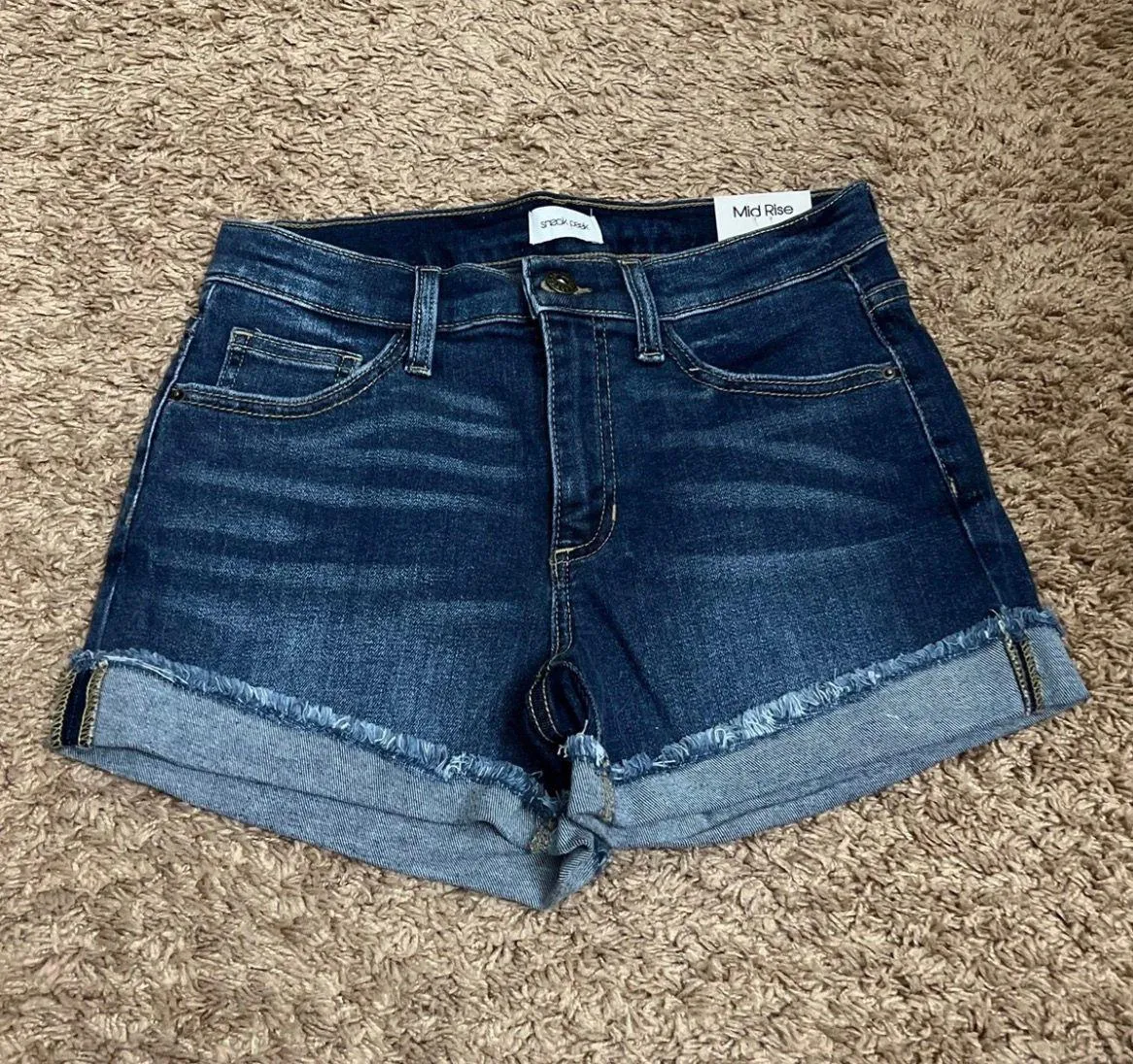 Dark Denim High Rise Shorts - Image 6