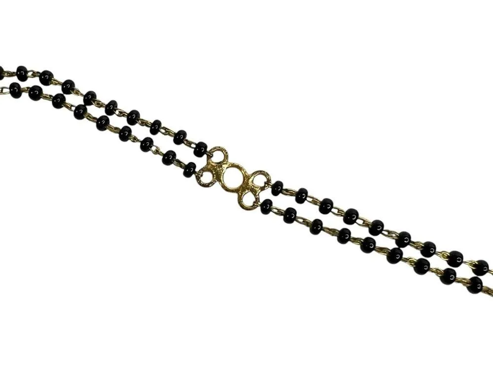 Dainty Silver & Gold Tone Black Seed Beaded Mangalsutra Rhinestone Necklaces - Image 9