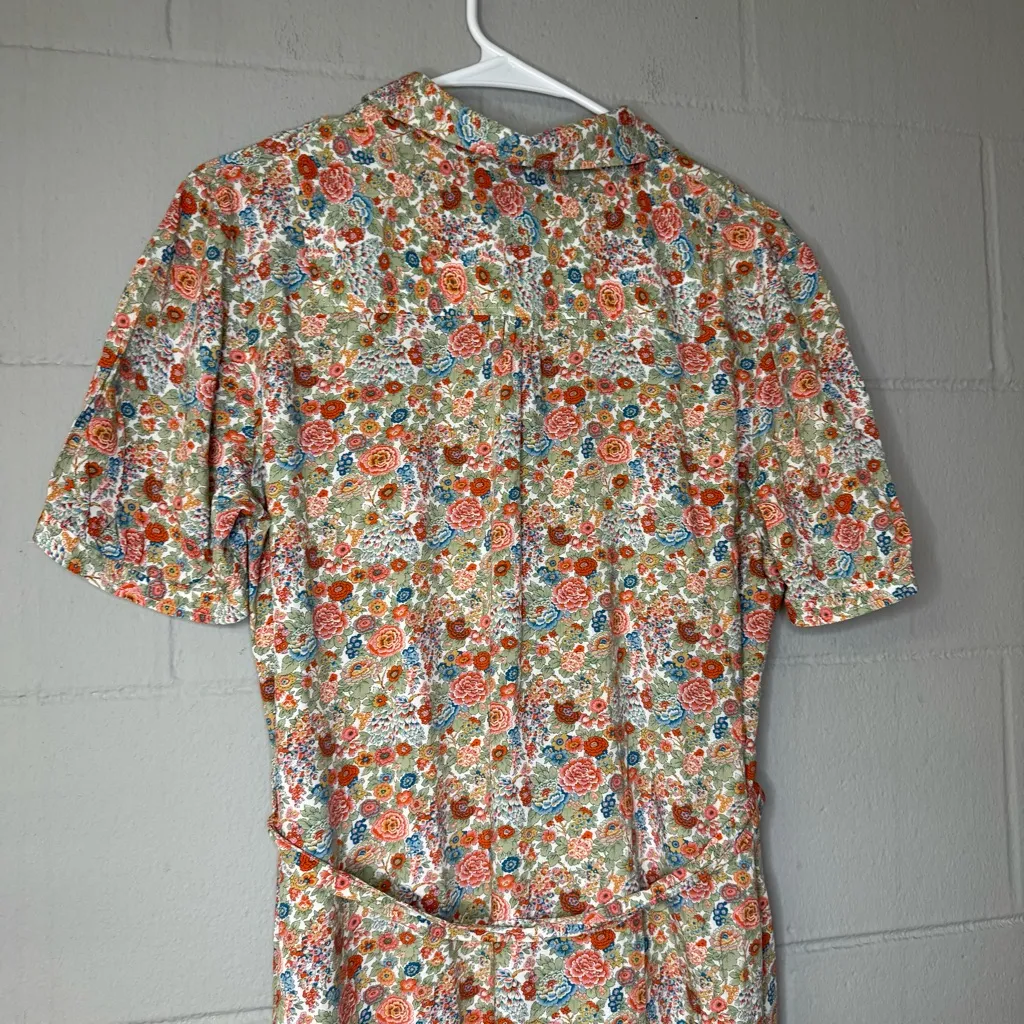 A.P.C Carmen Button Down Floral Printed Vintage Style Shirt Dress EU 42 US 10 Green - Image 10