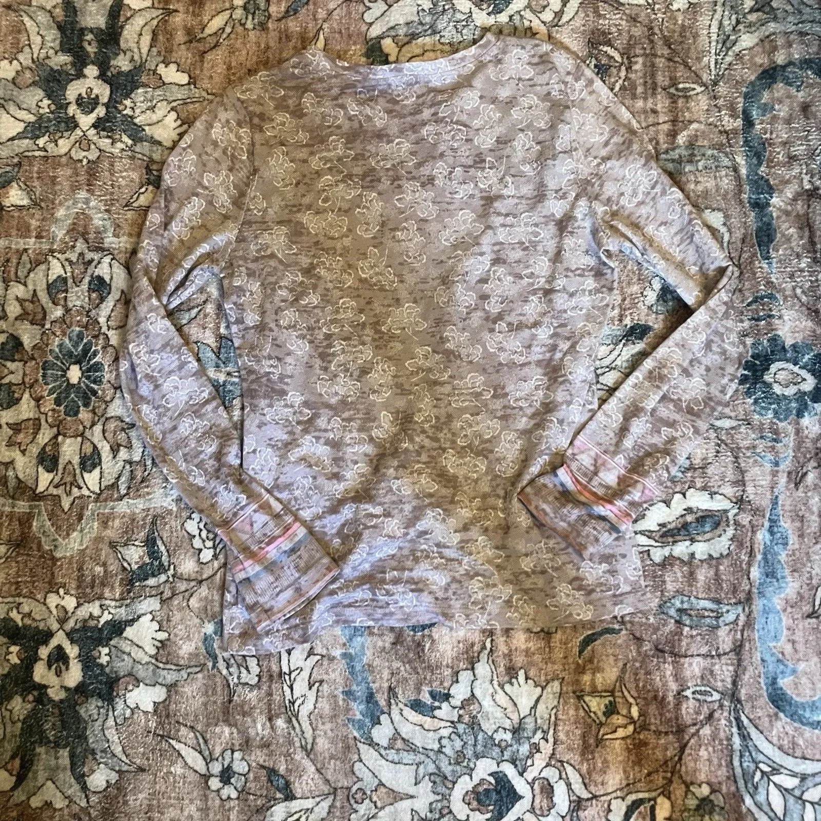 PrAna Floral Pattern Top 3/4 Sleeve Pullover Multicolor Women Size LG - Image 9