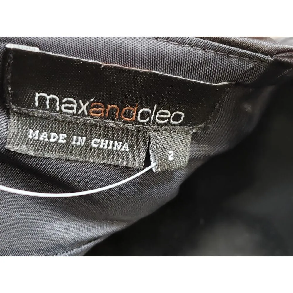 Max & Cleo Cocktail Mini Dress Women 2 Black Lined Lace Spaghetti Strap Back Zip - Image 3