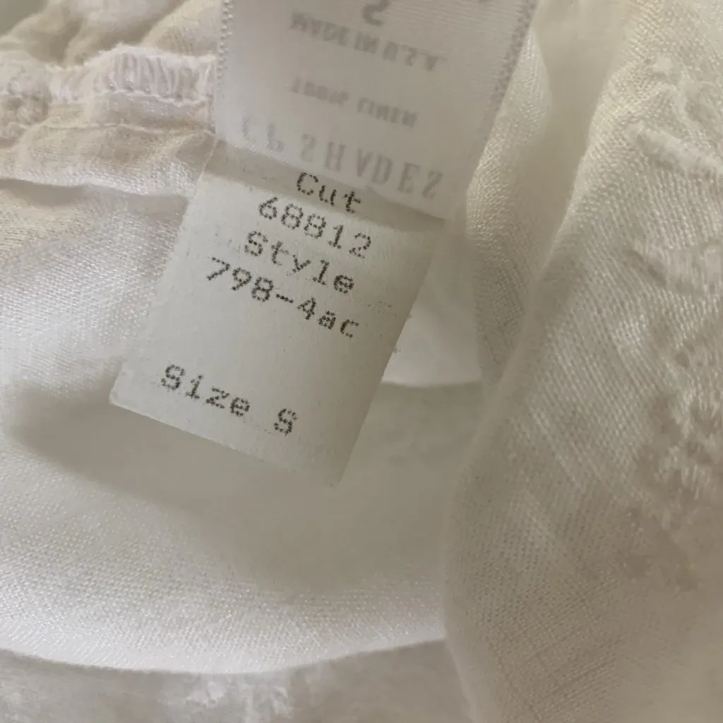 CP Shades Teton White Linen Tunic S Coastal Grandmacore Boho Textured Pocket - Image 6