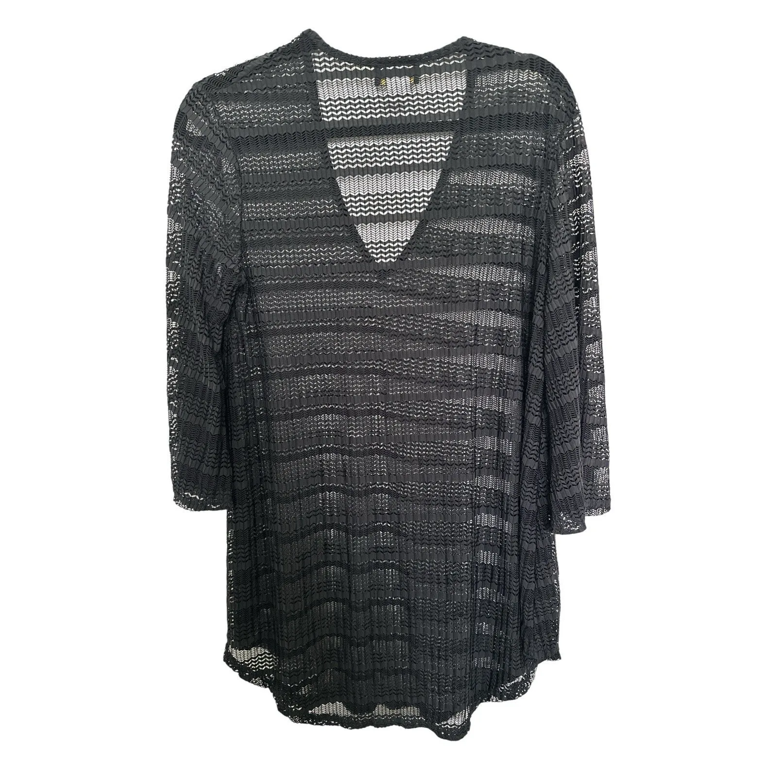 Jordan Taylor Women's V Neck Mesh Tunic Swim Cover Up Black Size S Made In USA - Image 3
