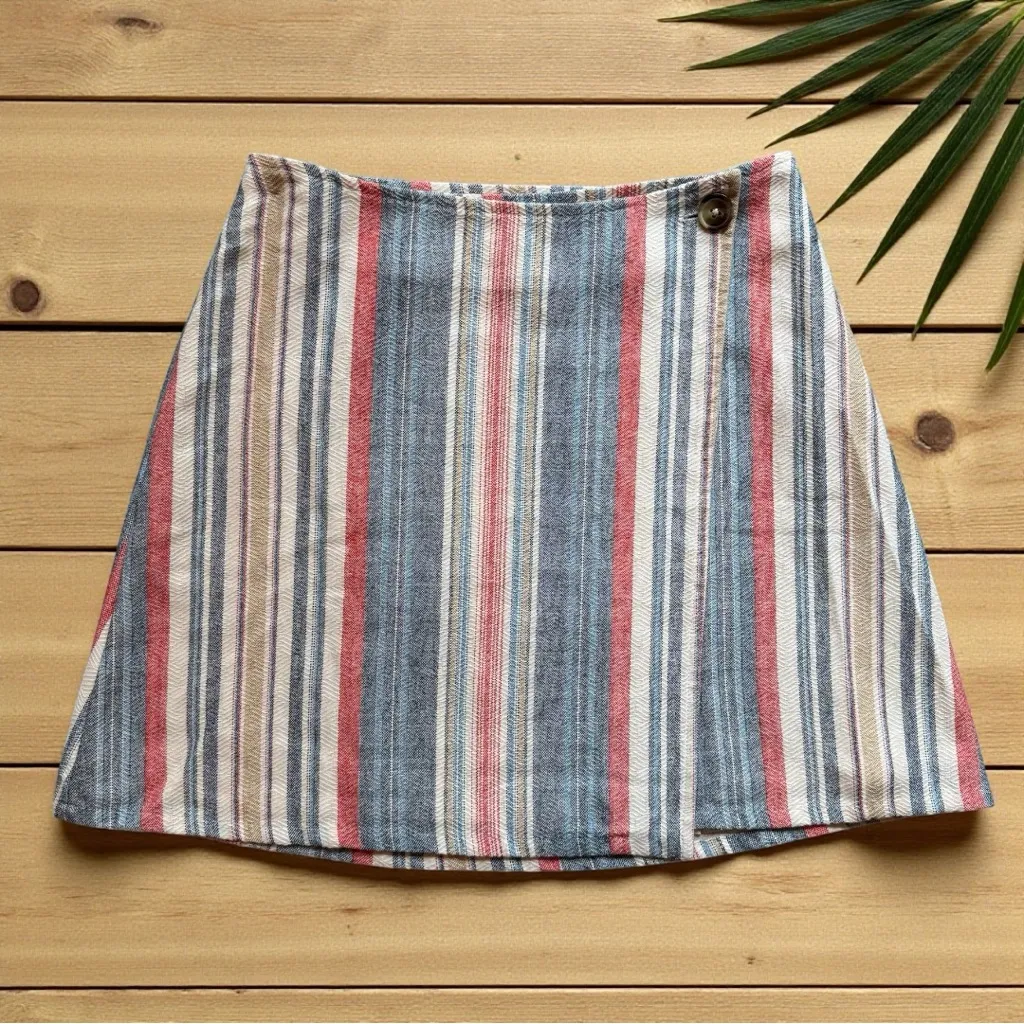 Anthropologie Porridge Clothing Striped Cotton Wrap Skirt - Size Small - Image 2