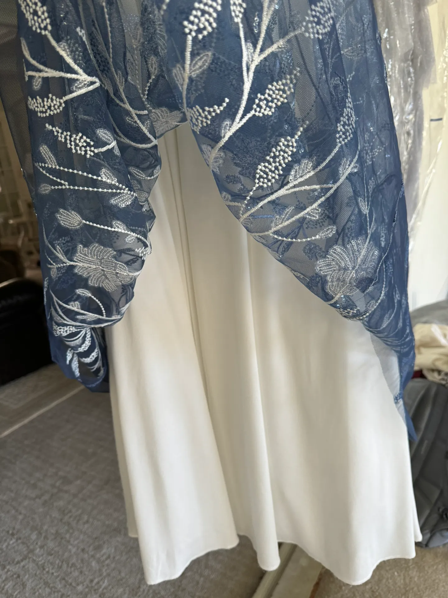 Dress - White with Blue Overlay - Image 5