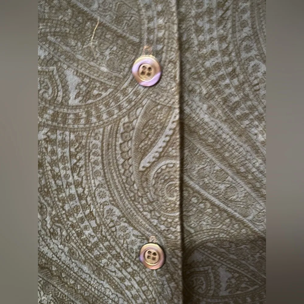 Haggar Vintage Blue & Black Paisley Button Down Collard Shirt Sz 12. Lined. - Image 4