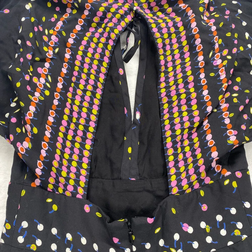 Free People‎ dress Womens 2 Black Floral LS pleated babydoll Mini Dress - Image 13