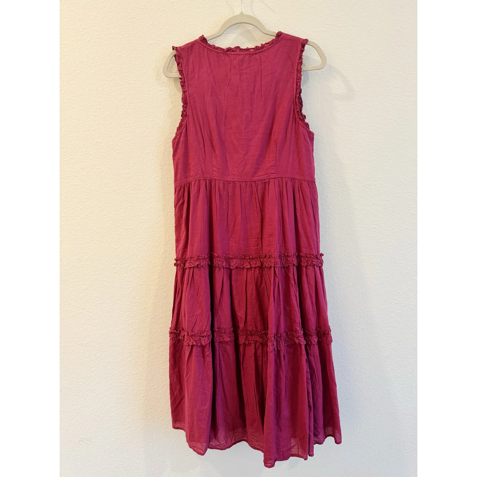 Sundance Easy Beauty Tiered Ruffle Midi Dress Berry Pink Size Medium - Image 3