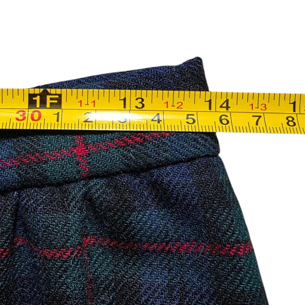 VINTAGE Pendleton Green Watch Tartan Wool Midi Skirt Women Size 10 Argyle Travel - Image 3