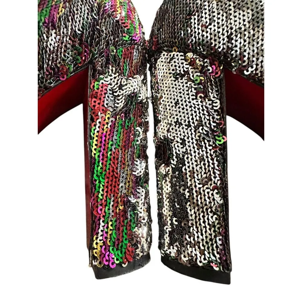 Christian Louboutin • Multicolor Sequin Party Boot Sz 38.5 - Image 8