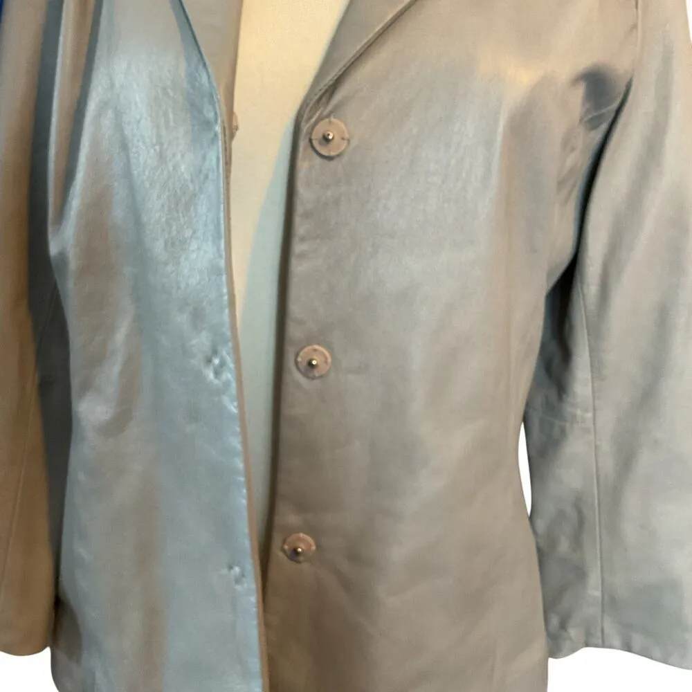 Kenneth Cole Women’s Gray Leather Blazer. Size Small. - Image 4