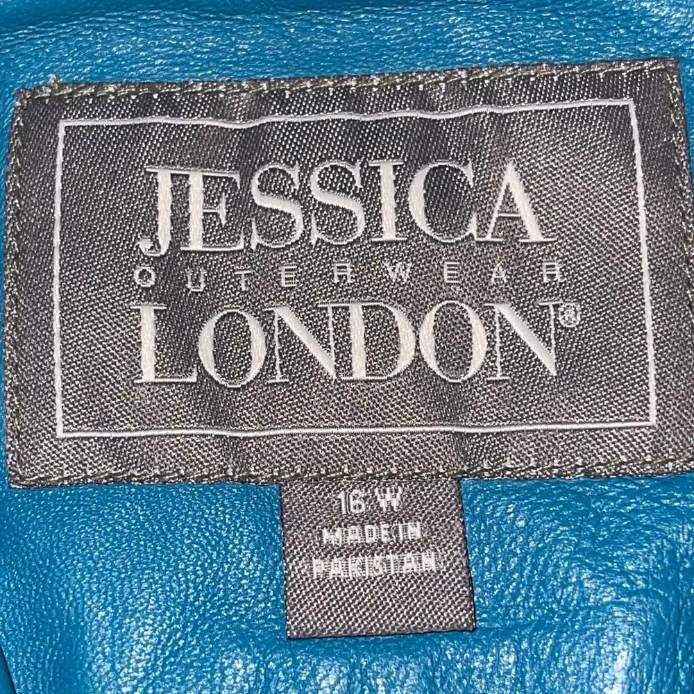 JESSICA LONDON GENUINE LEATHER BLUE LIGHTWEIGHT JACKET 16W - Image 5