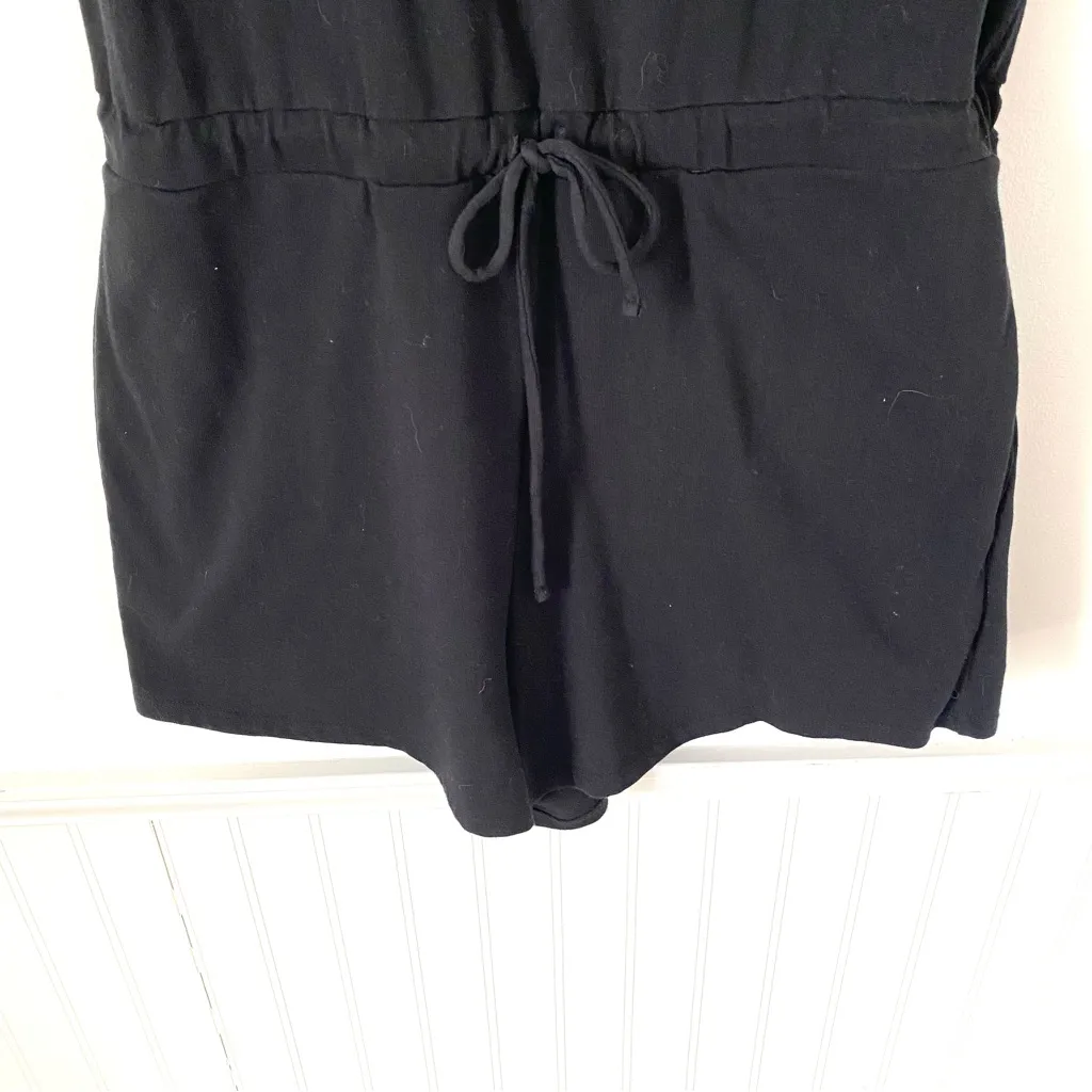 NBD Frankie Black Romper size medium Padded Shoulders Drawstring Waist - Image 3